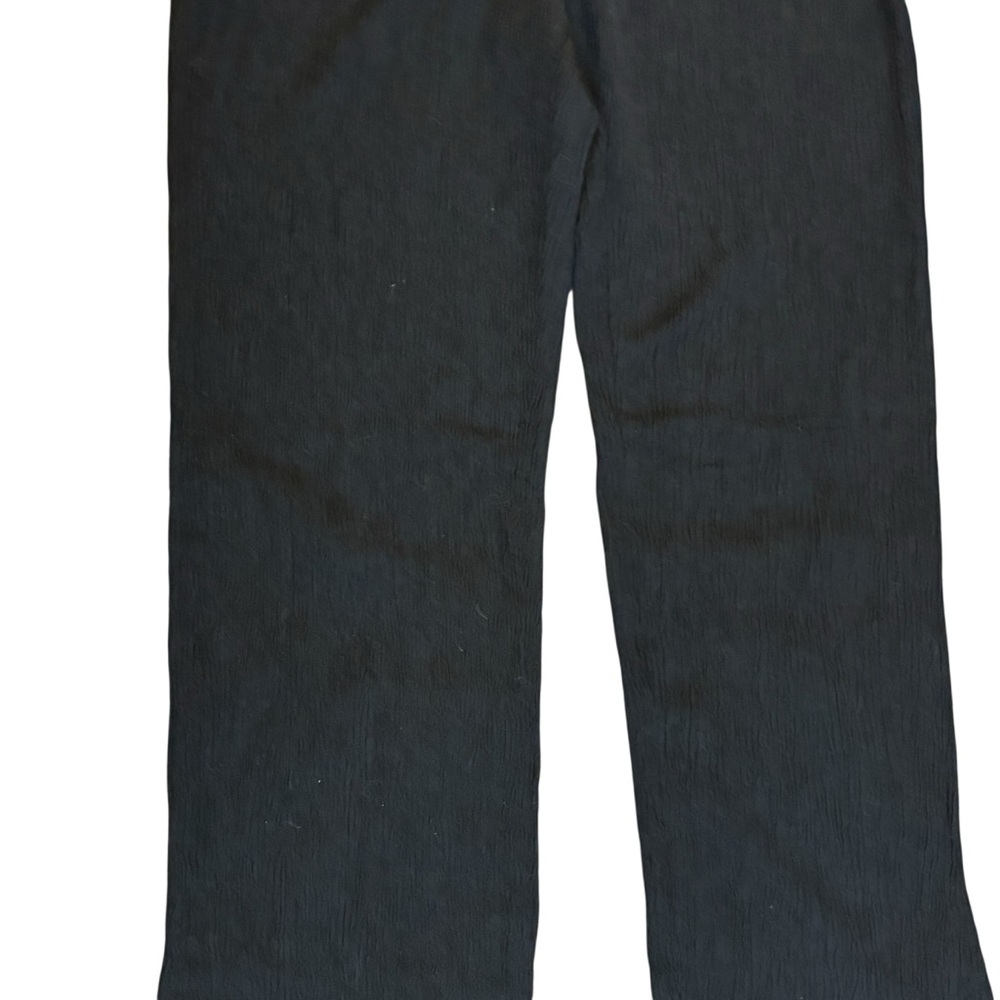 H&M Pants Small Black Crepe Textured Knit Flare BootCut Elastic Waist Side Slits - Picture 3 of 13